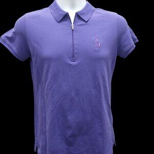 Lauren Golf Sport Polo Shirt Size Med Purple Big PONY Preppy PIMA and ELASTANE
